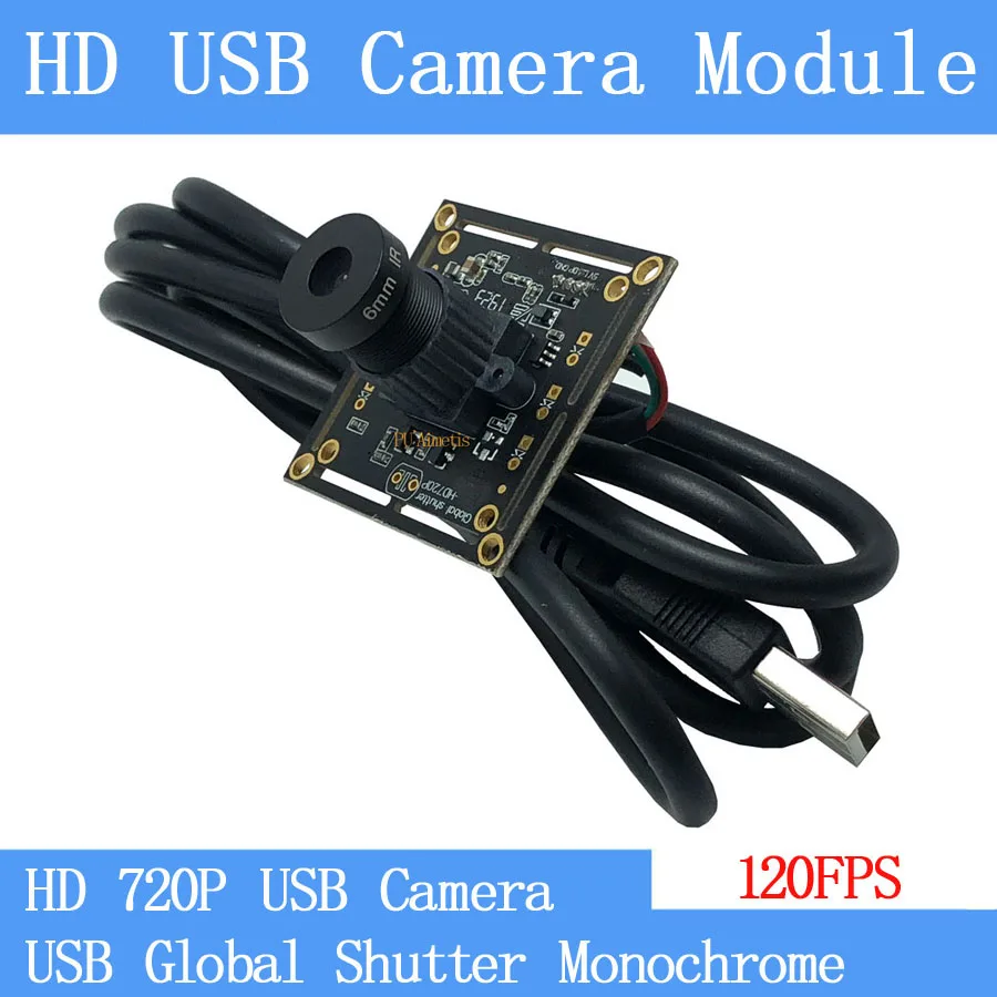 120FPS монохромный USB модуль камеры Центральный затвор высокоскоростной OTG UVC Linux USB 720 P Мини cctv камеры наблюдения/3MP 6 мм