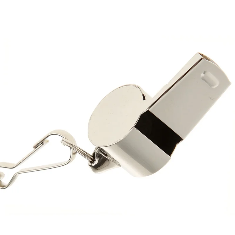 

Emergency Survival Whistle Metal Referee Whistle with Black Lanyard for Training Referee Sport Rugby Party Use