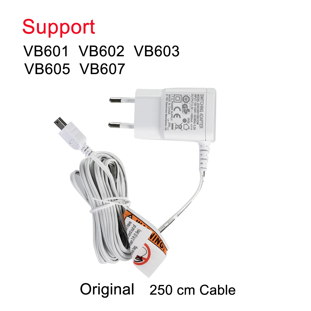 90 Cm USB Cargador con Cable de alimentación de 5 V Negro Adaptador para dicsoball VB602 Monitor de bebé 