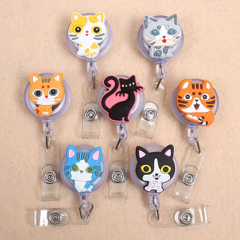 Выдвижной креативный пластиковый держатель для бейджей в виде кошки девочек