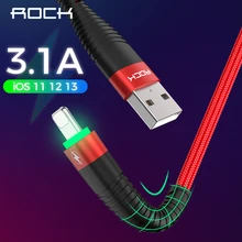 ROCK Led светильник Usb кабель для iphone 5 5s 6 6s 7 8 Plus X шнур iPad Usb зарядное освещение кабель синхронизации данных передачи данных 8 Pin