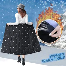 Модная женская Толстая Теплая юбка с высокой талией, на молнии, длинная А-силуэт, черная теплая пуховая юбка, Elascity, повседневные вечерние юбки#4