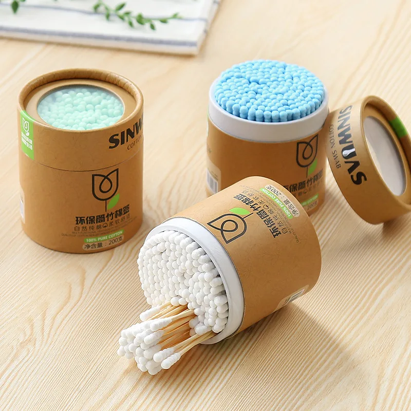 Место происхождения поставка товаров 200 отсчетов одноразовые ватные палочки с двойной головкой для ушей ватные палочки