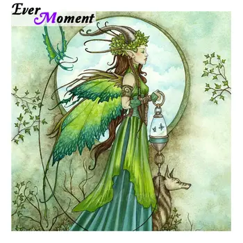 

Ever Moment Diamond Art Painting Full Drill Square Forest Elf In Green Mosaic Picture Paint By Diamonds Handmade Craft 5L199