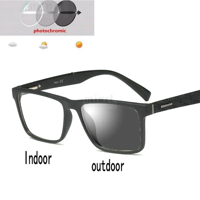 Фотохромные солнцезащитные очки готовые мужские и женские оправа для очков от близорукости с цветными линзами солнцезащитные очки близорукость очки FML - Цвет оправы: black-150