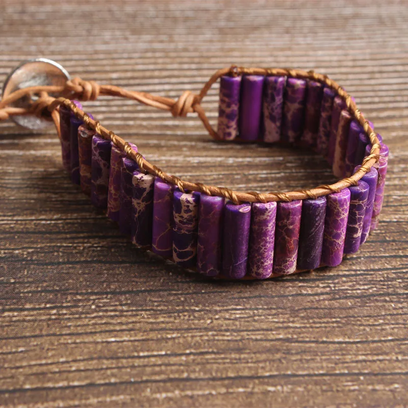 LanLi натуральные ювелирные изделия фиолетовый император камень вязать браслет для мужчин и женщин давая подарки и самоиспользование