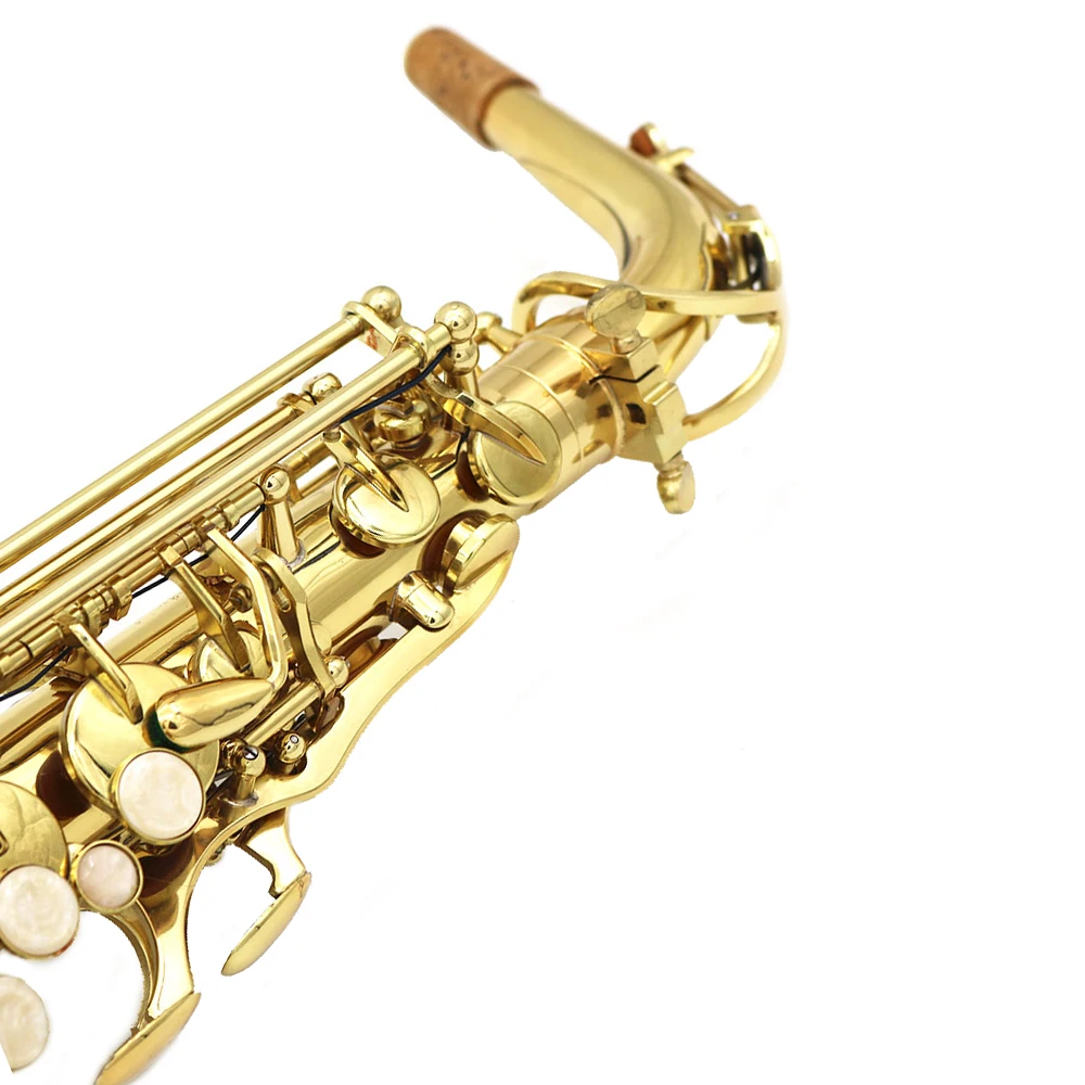 Золотой bE Alto Saxphone E плоский Sax падающий E латунный лакированный Золотой Деревянный духовой инструмент