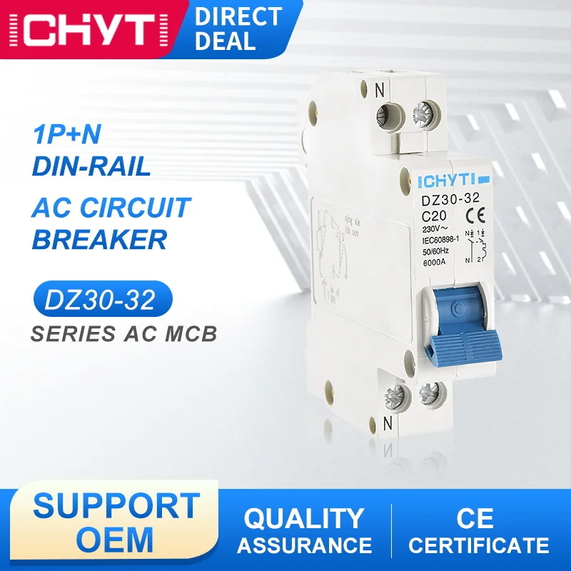 ICHYTI DZ30-32 TPN DPN 1P + N 230V 6kA 18 мм бытовой автоматический выключатель на Din-рейку с