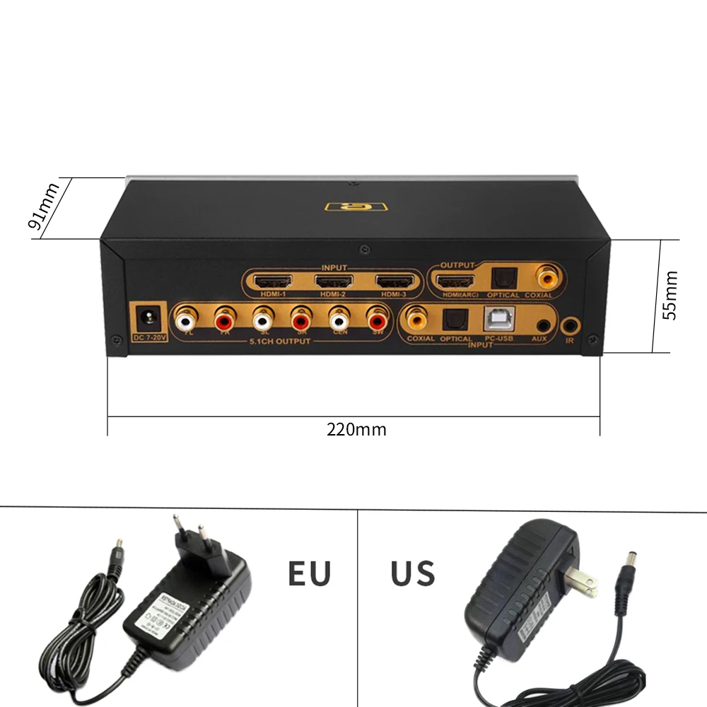 HD915 HDMI 5.1CH аудио декодер Bluetooth 5,0 приемник ЦАП DTS AC3 FLAC APE 4K* 2K HDMI к HDMI экстрактор конвертер SPDIF ARC