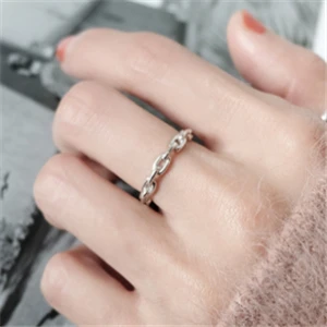 Silver Style Подлинные 925 пробы серебряные кольца для женщин Простые звенья цепи серебряные кольца вечерние повседневные Винтажные Ювелирные изделия Прямая поставка - Цвет основного камня: Silver Style
