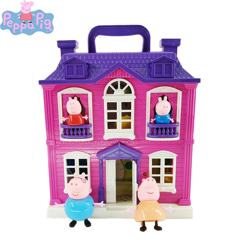 

Peppa Pig George Guinea 4pcs Pig Family with sound doll house Action Figures Original Anime figure kids Toy for children 2P25