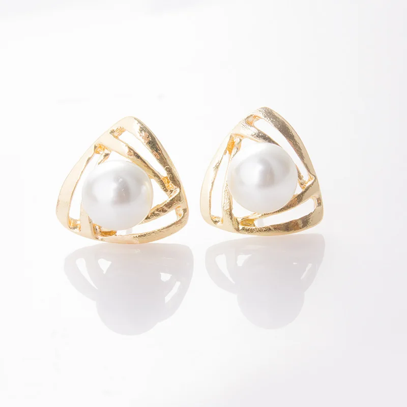 

2020 new pearl earrings bow triangle fashion exquisite wild minimalist round pearl geometric hollow tassel long earrings gift