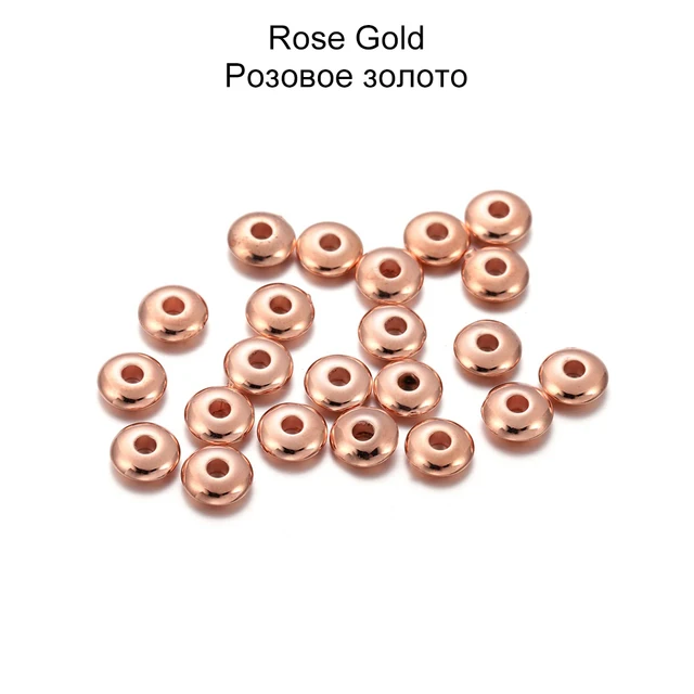 200-400pcs/lot 5 6mm CCB Charm Spacer Beads Wheel Bead Flat Round Loose Beads For DIY Jewelry Making Supplies Accessories Rose Gold
