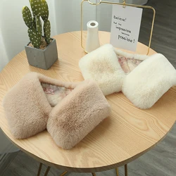8Colors Unisex Rex Rabbit Fur Square Collar Soft Faux Fur Scarf Shawl Neck Warmer Fluffy Winter Colthing Decor