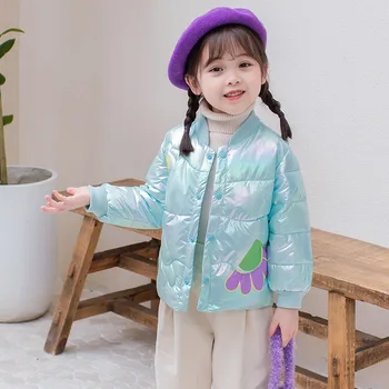 

JXYSY Girls Coats Thin Winter Jacket Kids Cotton Coat Colorful Shiny Jacket Hooded Parkar Girls Blue Pink Fall White Down Coats