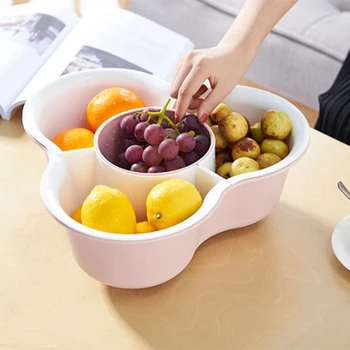 

Double Plastic Storage Baskets Vegetable Drain Holder Practical Wash Rice Fruit Case Strainer Baskets Home Storage Organization