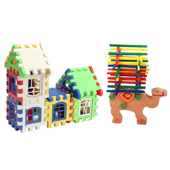 

2 Set Baby Toys: 1 Set Educational Camel Balancing Blocks Toys Wooden Balance Game Montessori Blocks & 1 Set Children Puzzle Pla