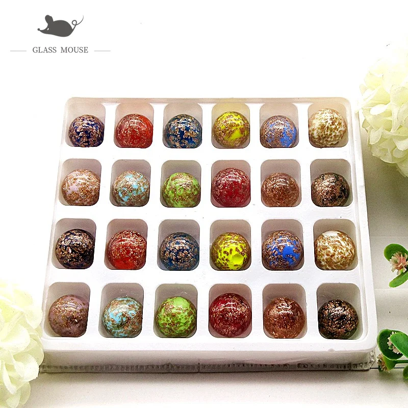 16mm Handmade Glass Marbles Balls 24Pcs Colorful Murano Ball Home Fish Tank Decor Vase Aquarium Nuggets Game Toys For Kids | Дом и сад