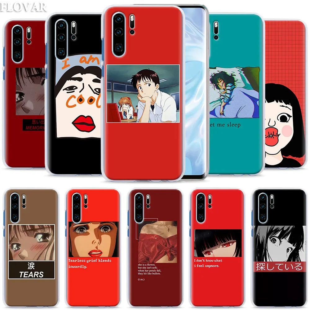 

Anime puzzle Funny Girl Face phone Case for Huawei P30 P30 Pro P10 P20 Lite P Smart Plus View 20 Hard PC Cover Coque