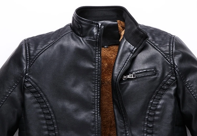 Новая модная брендовая зимняя мужская флисовая кожаная куртка деловое пальто мужские кожаные куртки мужские мотоциклетные теплые кожаные куртки
