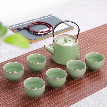 

Kung Fu Tea Set Blue and White Porcelain Drinkware Ceramic Glass Teacup Teapot Gaiwan Strainer Fair Cup