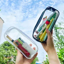 

PVC Zipper Waterproof Pencil Case Student Stationery INS Travel Portable Transparent Pencil Bag Creative School Office Supplies