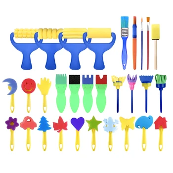 

31pcs Kids Graffiti Drawing Doodle Sponge Brush Toys Set Learning Painting Tool with Apron for Children Educational Toys