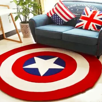 

thick acrylic Captain America Shield carpet cartoon children livingroom hallway mat sofa circle computer cushion rug pad