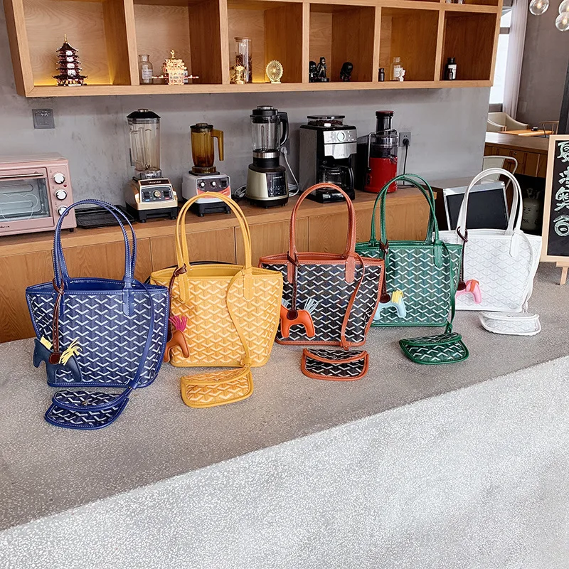 

Female 2019 New Korea Dog Tooth Bag Vegetable Basket Shopping Bag with Horse