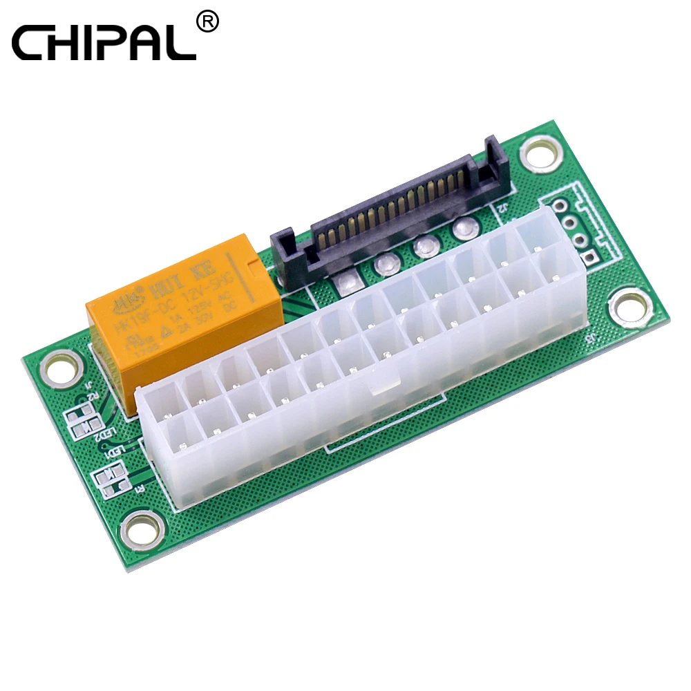 CHIPAL-Adaptador de Corriente Dual PSU ATX de 24 pines a 4 pines, Cable extensor de sincronización SATA, tarjeta Add2psu para minero de Bitcoin