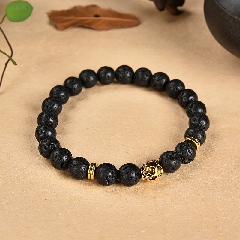 KAMAF модный браслет для влюбленных тигровый глаз, классический черно-белый Природный лавовый камень, браслет из бисера с женским человеком