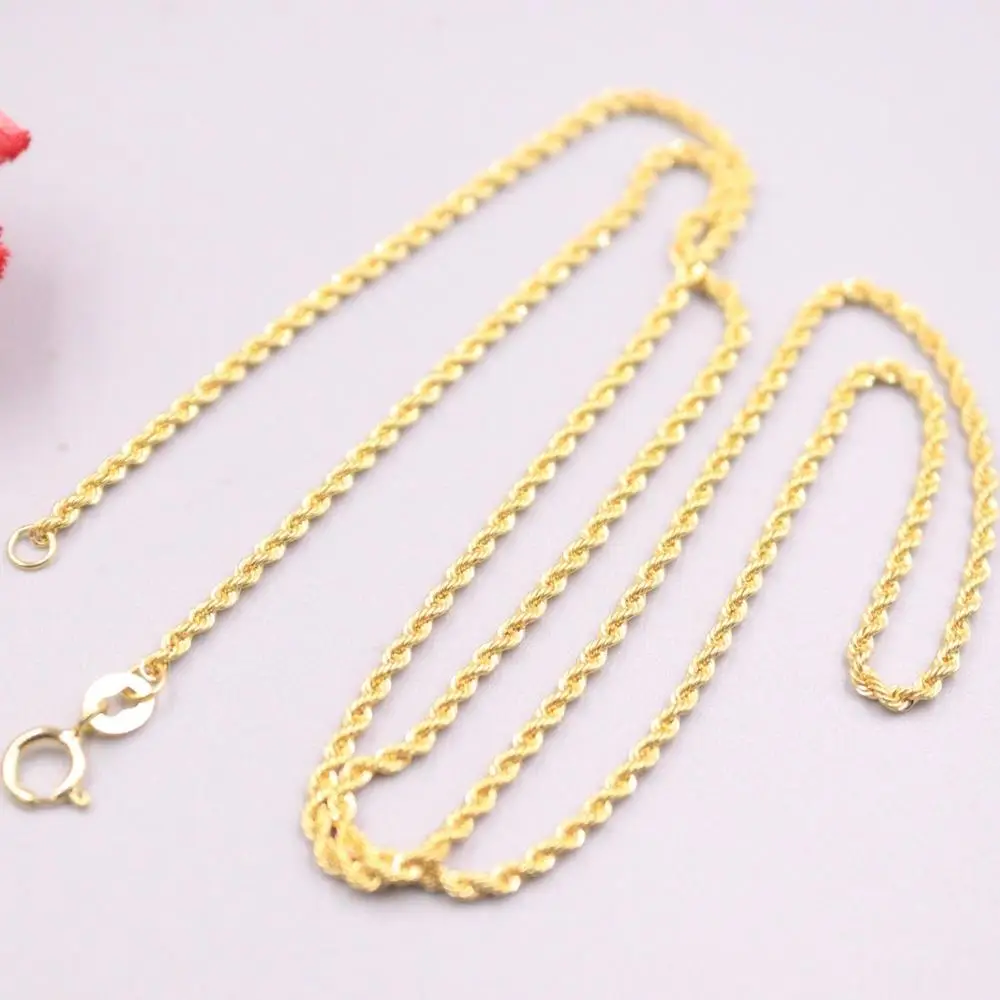 Details about   HOT Sale Pure 18K Yellow Gold Necklace Chain 2mmW Fine Rolo Link Chain 17.7"L 