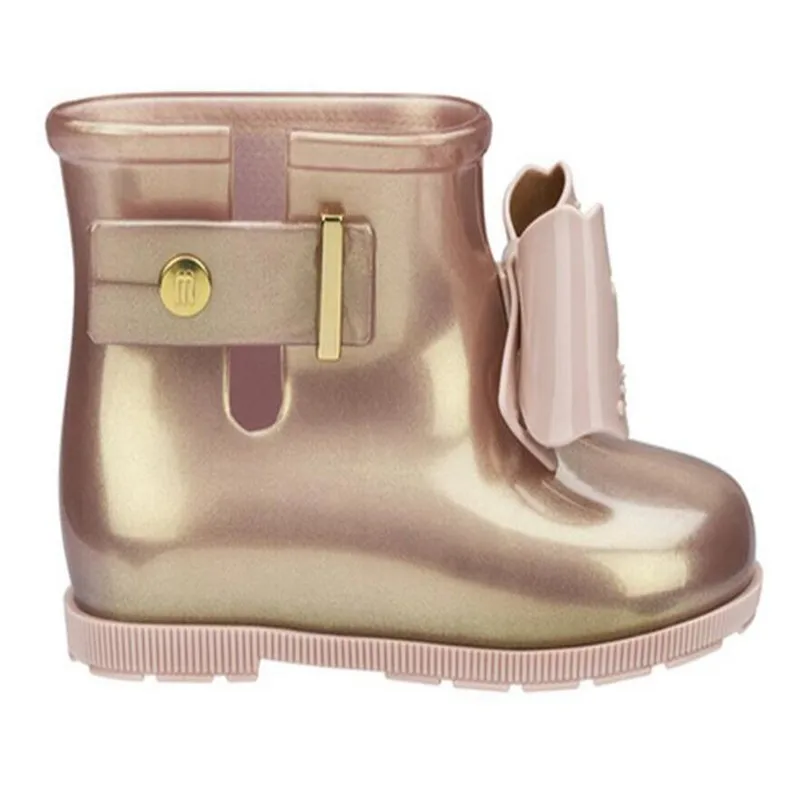 Mini Melissa/детские резиновые сапоги для девочек; сандалии с бантом-бабочкой; Водонепроницаемая Обувь для мальчиков и девочек; нескользящие сандалии для девочек; ботинки для маленьких девочек