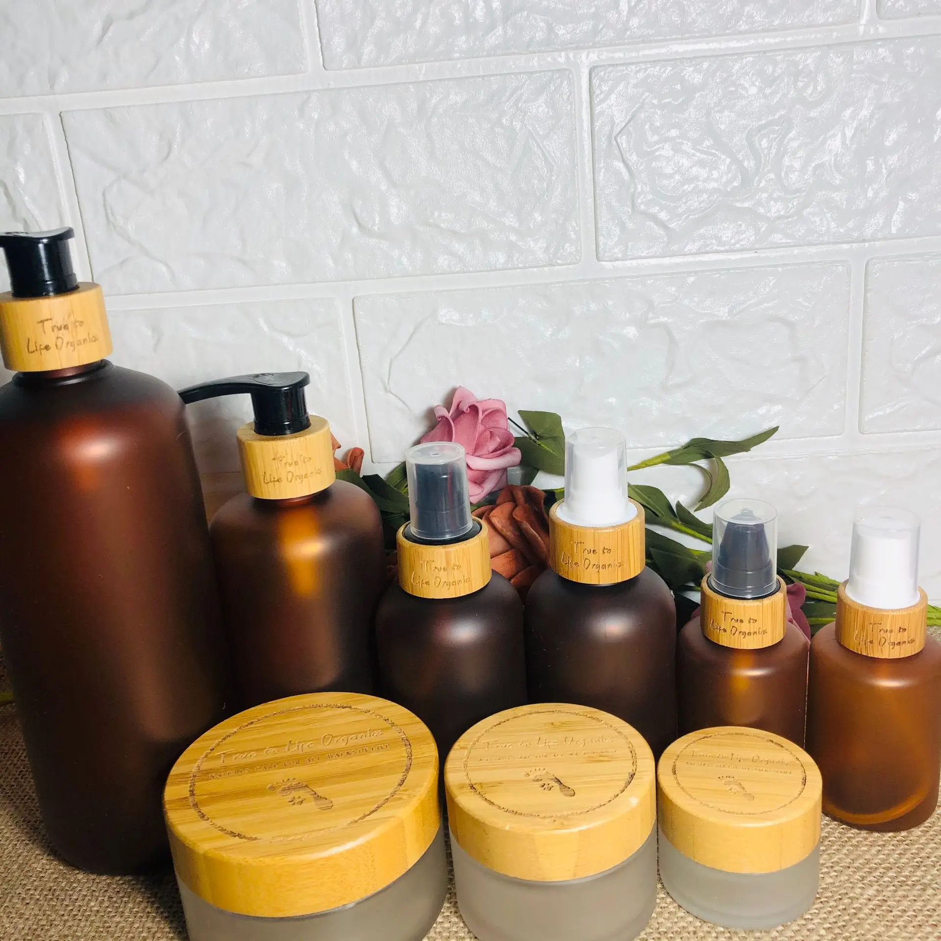 Wholesale Custom Skin Care Packaging Amber Plastic PET Beauty Hair Tools Shampoo Lotion Pump Bottles Cream Jars Bamboo Lid Cap repairing damaged hair shampoo e condicionador nourish smooth and shampoo rice water conditioner moisturizing