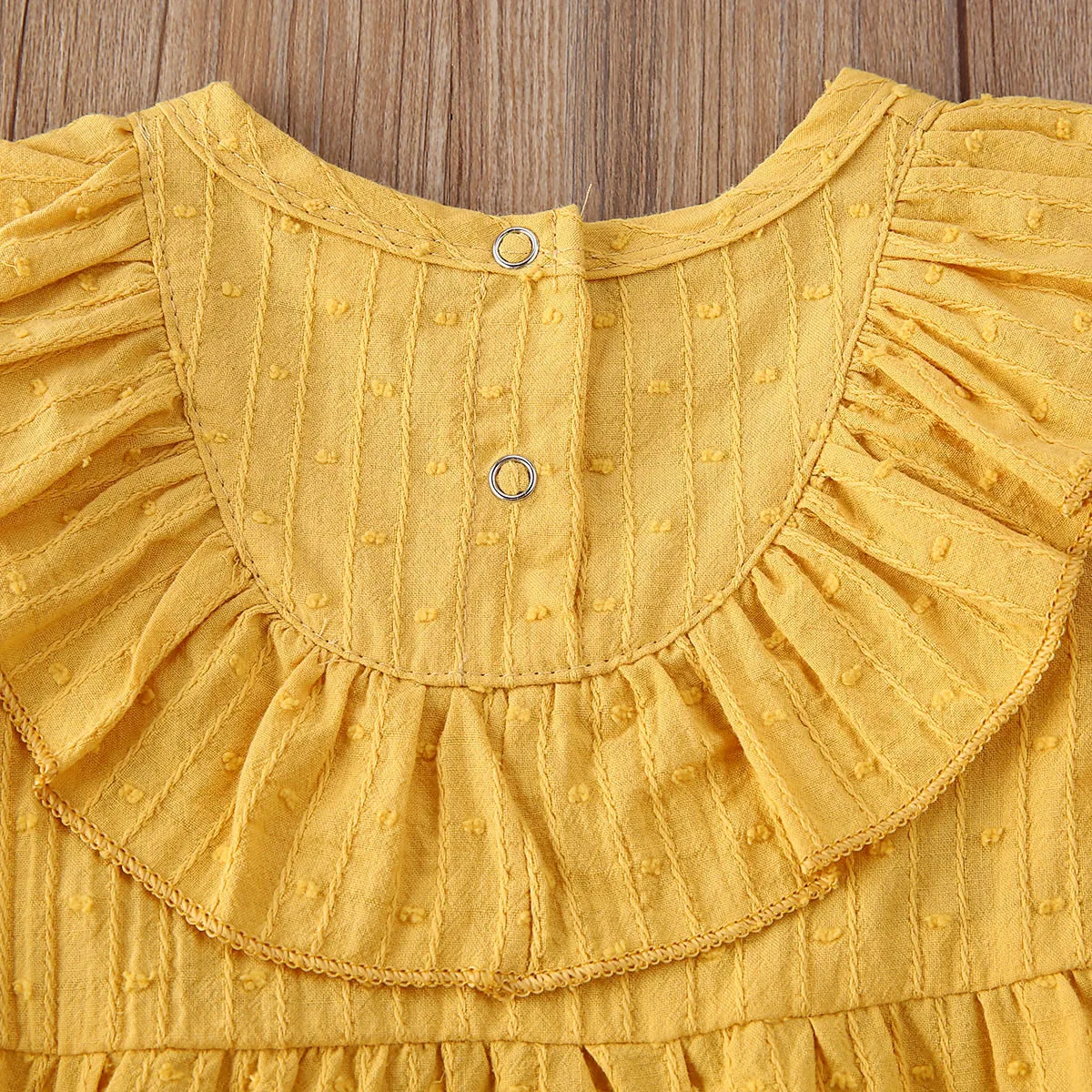 Комбинезон г. Для новорожденных девочек с оборками и длинными рукавами, хлопковый Желтый Детский комбинезон с повязкой-бантом, комплект из 2 предметов, одежда
