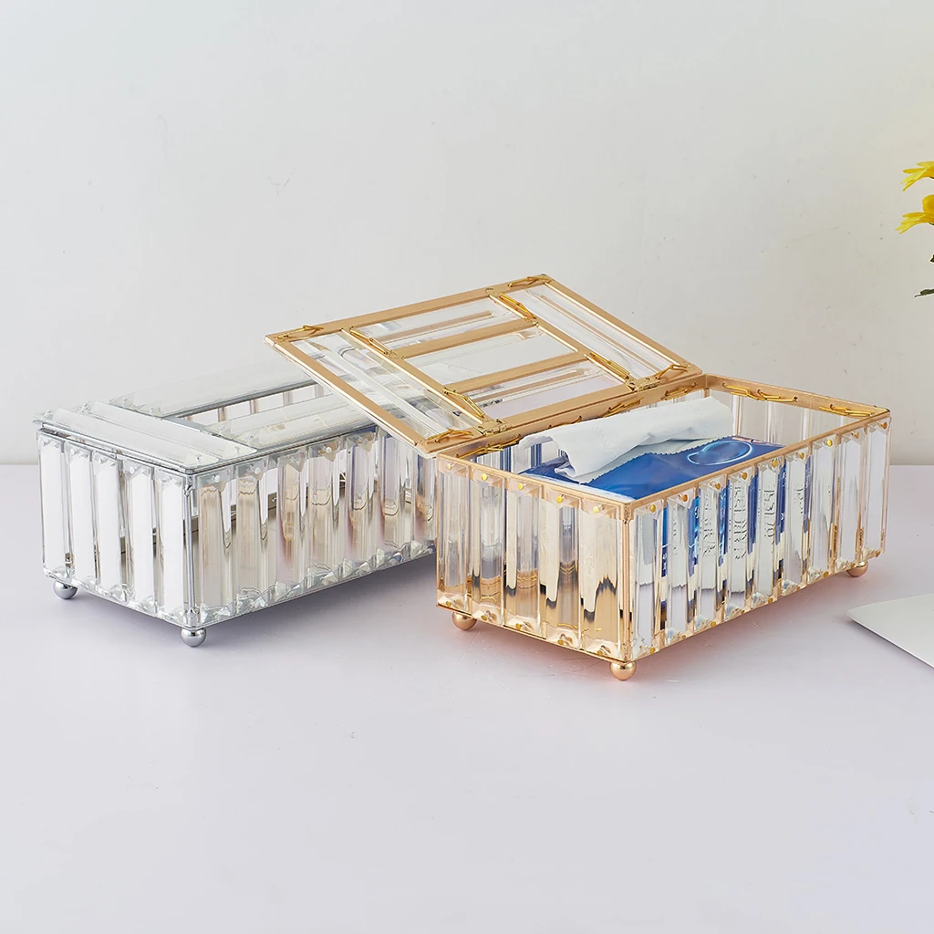 Luxury Design Glass Facial Tissue Box Holder Glass Cube Napkin Dispenser For Bedroom Office Hotel Cafe Bar