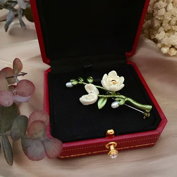 

restoring ancient ways is plant magnolia drop glaze enamel freshwater pearl brooches senior feeling exposed female pin