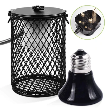 

Reptile Ceramic Heating Lamp Heater Holder Reptile Infrared Heat Bulb Holder with Anti-hot Bracket for Lizard Turtle
