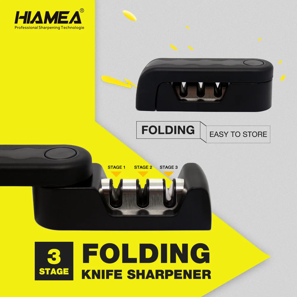 Hiamea Folding Knife Sharpener 3 Stages Professional Kitchen Sharpener