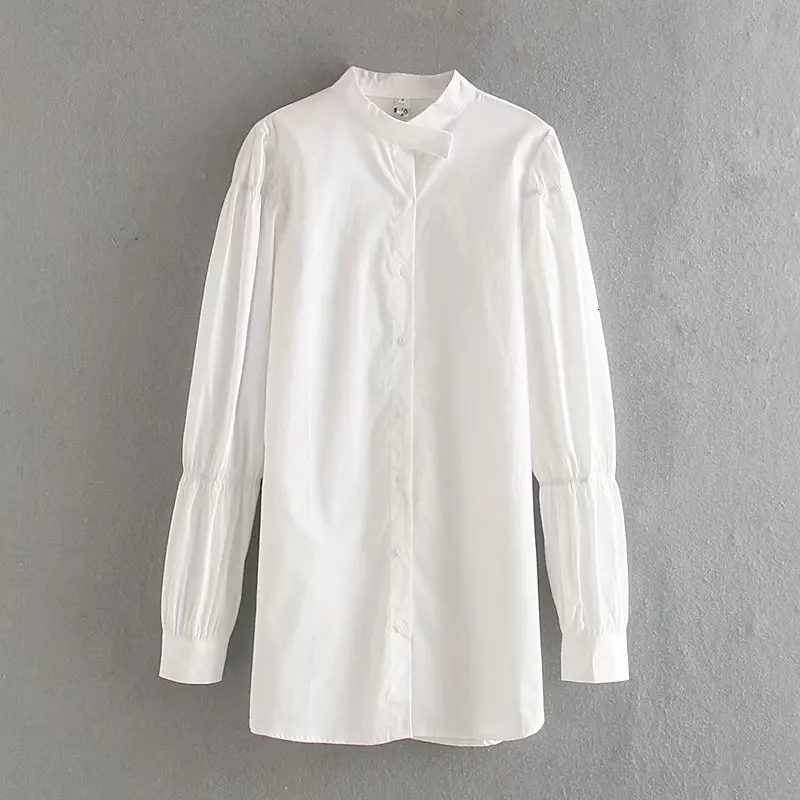 Французский суд стиль белая рубашка для женщин с длинным рукавом сплайсированные Топы Boyfriend большие длинные рубашки