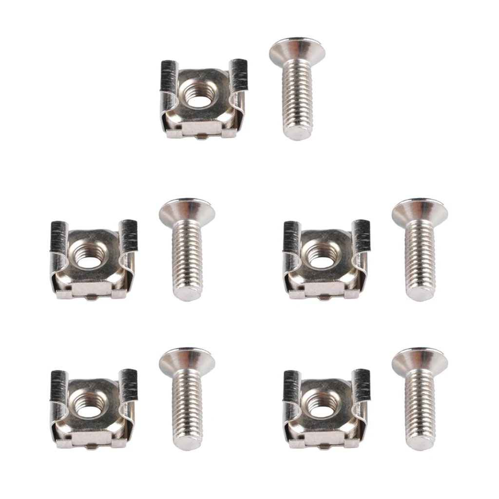5 Pack Lot - M5*20 Rack Mount Cage Nuts & Screws w/ Washers - Square Clips