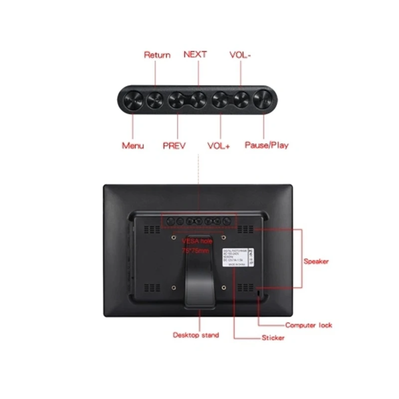 SJD-1203 12 дюймов светодиодов цифровая фоторамка 1280x800 H-D Экран рабочего стола Дисплей изображение MP4 видео MP3 звуковые часы календарь wit
