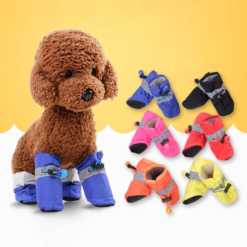 

4Pcs/Set Dog Boots Shoes Puppy Socks Waterproof Paw Protector Elastic Anti Slip Nylon Cloth/Cotton Pet Supplies