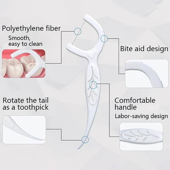 

50pcs Disposable Dental Flosser Interdental Brush Teeth Stick Toothpicks Floss Pick Oral Gum Teeth Cleaning Care