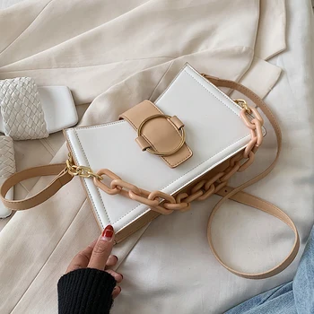 

Chain Design PU Leather Crossbody Bags for Women New Fashion Female Shoulder Messenger Bag Solid Color Ladies' Travel Flap Bags