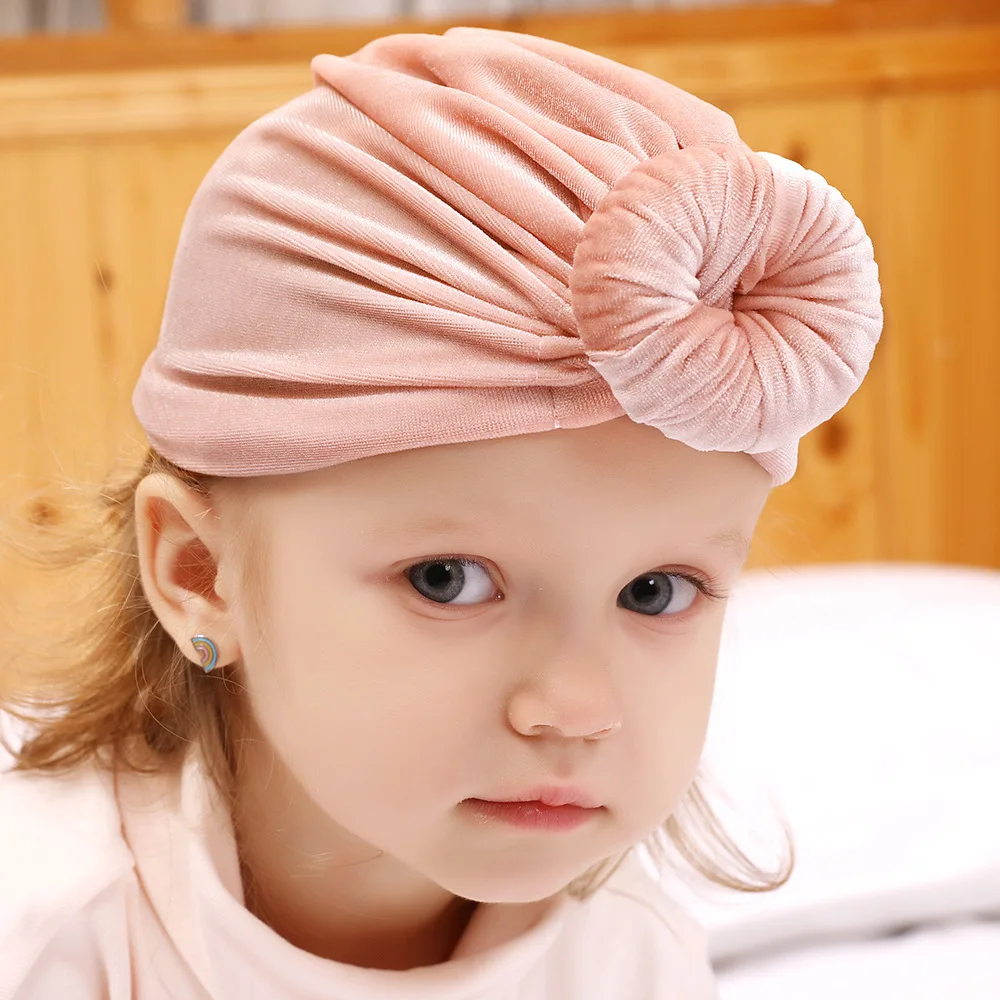 여자 Velet 달팽이 모자 귀여운 도넛 모자 따뜻한 Turban 부드러운 Bebes 머리 후프 Headwrap Bebe 가을 Beanies
