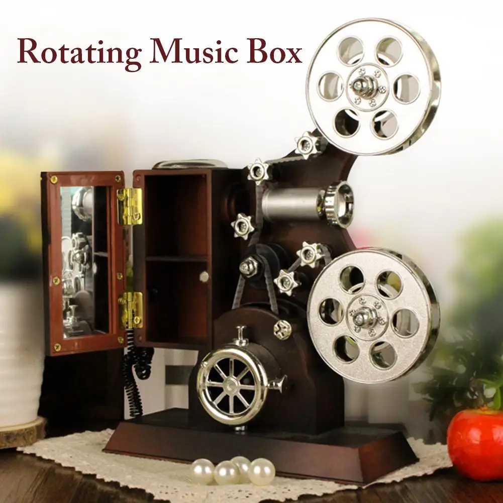 Retro Music Box Classical Style Home Decoration Gift Jewelry Box Rotating Music Box Projector Music Box Delight Christmas Gift