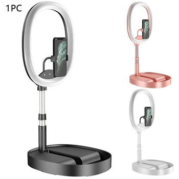 

Desktop With Phone Holder Adjustable Height Selfie Ring Light Dimmable LED