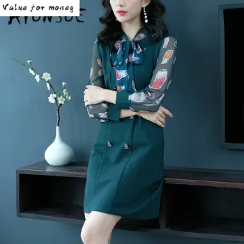 

Autumn Spring Dress 2020 Vintage Elegant Print Dress Women Office Dress Ladies Dresses Vestidos Robe Femme 5001-61247 YY2447