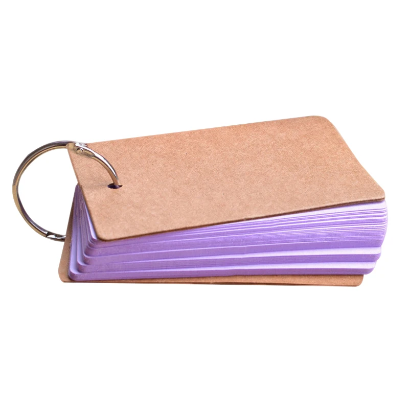 Kawaii Cute Loose-Leaf Portable Buckle Binder Notes Flash Cards Memo Pads DIY Blank Card Stationery Quotes Words Memory Notebook